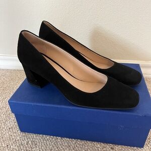 Stuart Weitzman square suede pumps